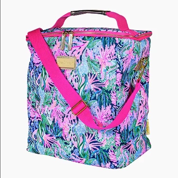 Lilly Pulitzer Insulated Wine Carrier Soft Cooler Adjustable/Removable Strap - Picture 2 of 4